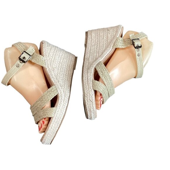 Rope & Canvas Strappy Wedge Espadrille Sandal Sz 7 #42S - Picture 4 of 9